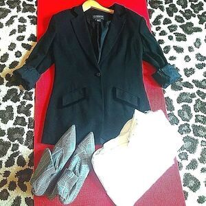 Vintage Liz Claiborne 1 Button Black Wool Tuxedo Jacket Size 10